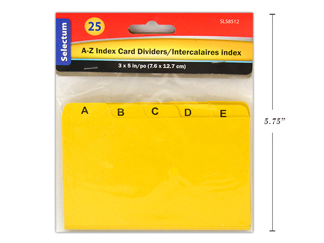 Alphabetical Index Card Dividers (3" x 5", 25 alphabetical tabs) - Image 1